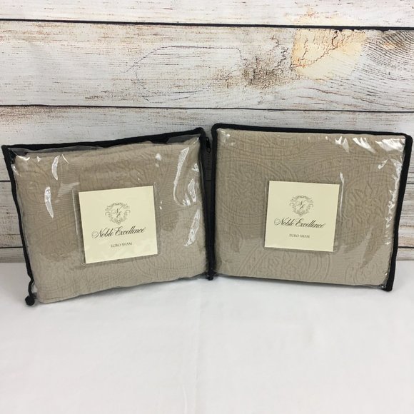 2 Noble Excellence Rhapsody Matelassé Euro Sham Taupe - Picture 1 of 9